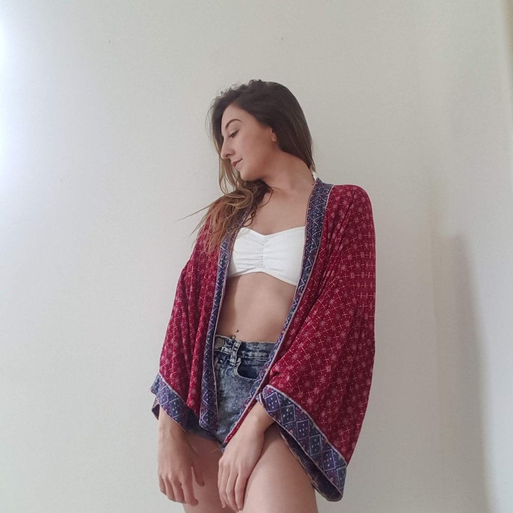 Red and Blue Cover Up Shawl Forever 21